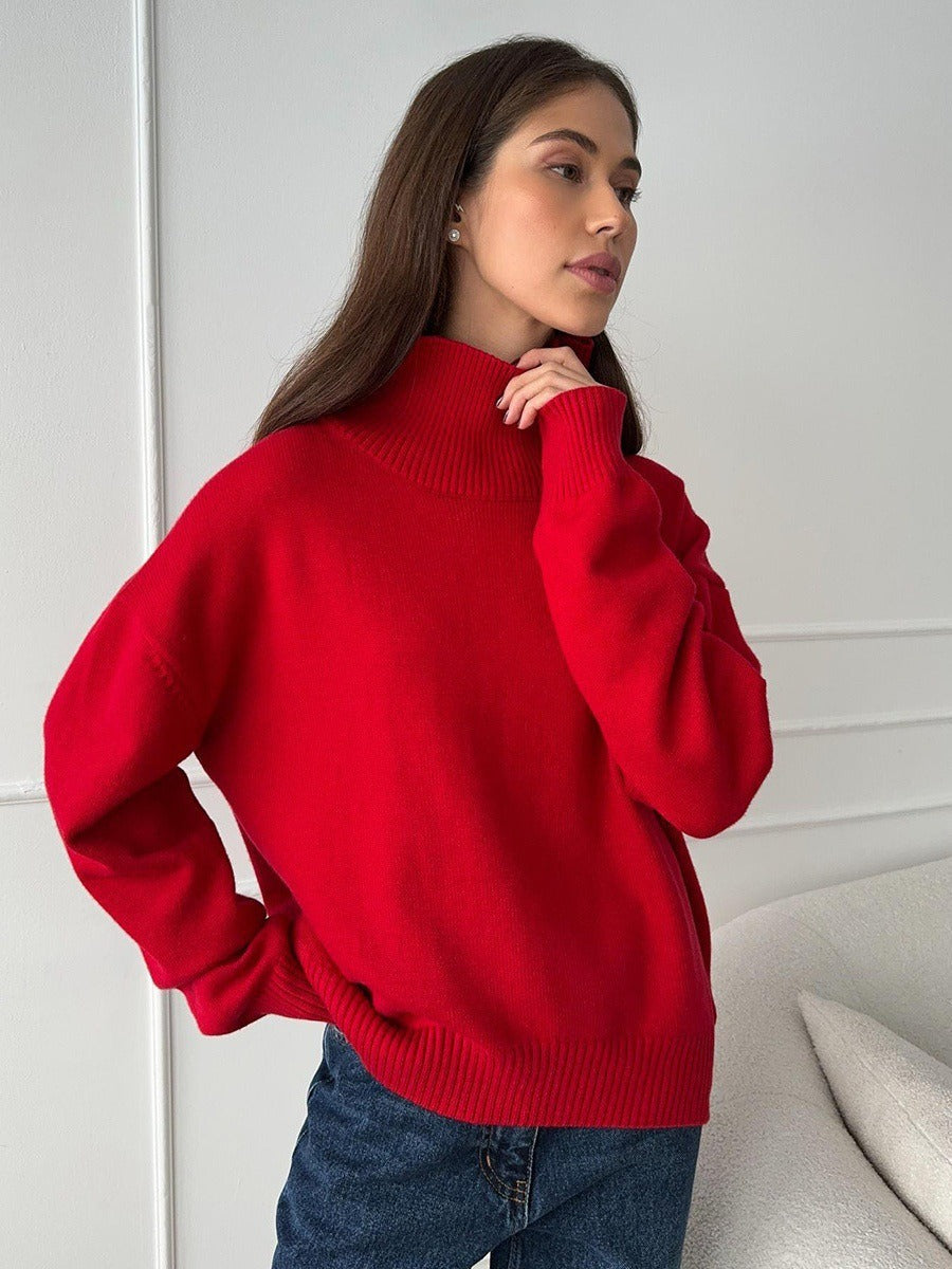 Women's sweater with high-closing collar and relaxed fit NOVAE