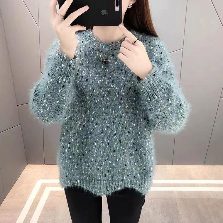Women's fluffy sweater with a unique textured design and sparkling accents NOVAE