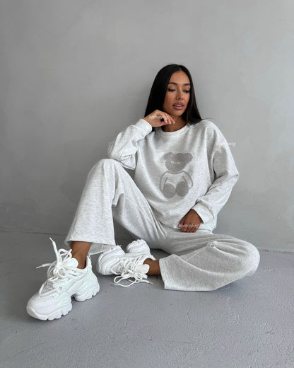 Women's casual tracksuit set with teddy bear motif NOVAE