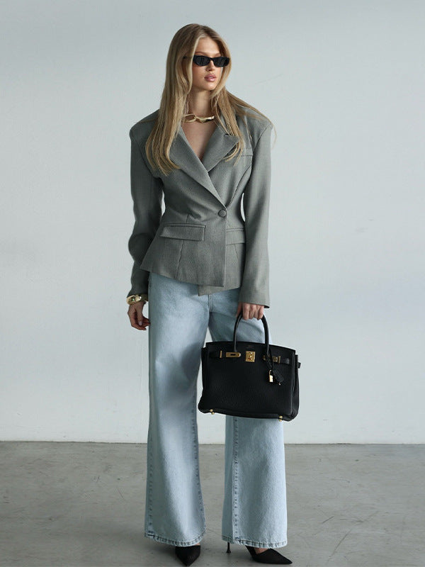 Women's fashionable blazer with elegant shawl collar and tailored cut NOVAE