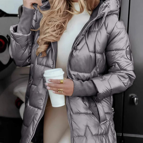 Women's fashionable and warm quilted jacket with hood NOVAE