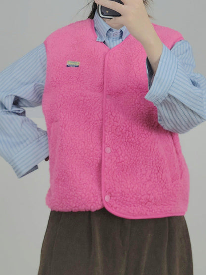 Women's soft and casual teddy vest with side pockets NOVAE