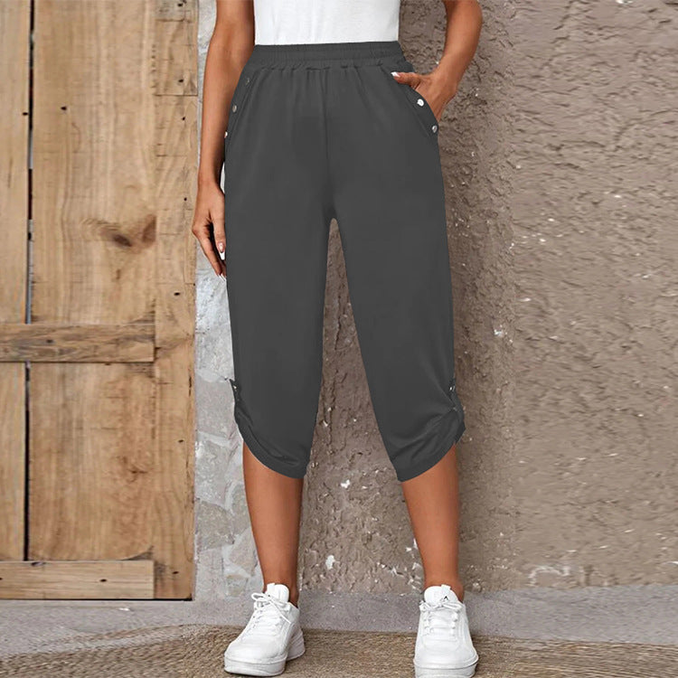 Women's sporty leisure trousers with elasticated waistband and practical side pockets NOVAE