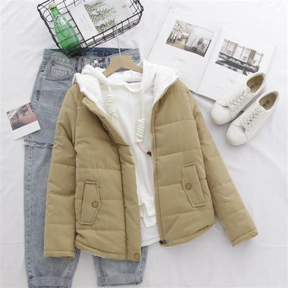 Women's quilted transitional jacket with hood and practical pockets NOVAE