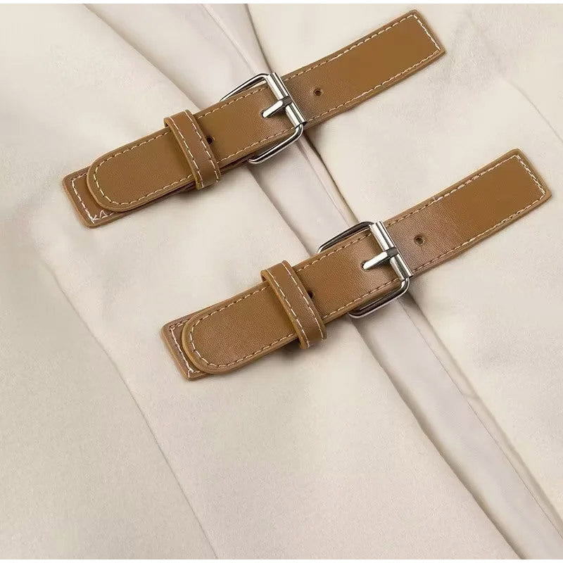 Women's elegant teddy jacket with decorative buckles NOVAE