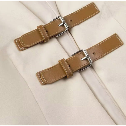 Women's elegant teddy jacket with decorative buckles NOVAE