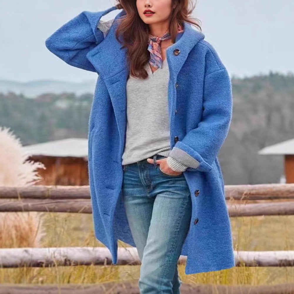 Women's casual oversized fleece coat with practical pockets NOVAE