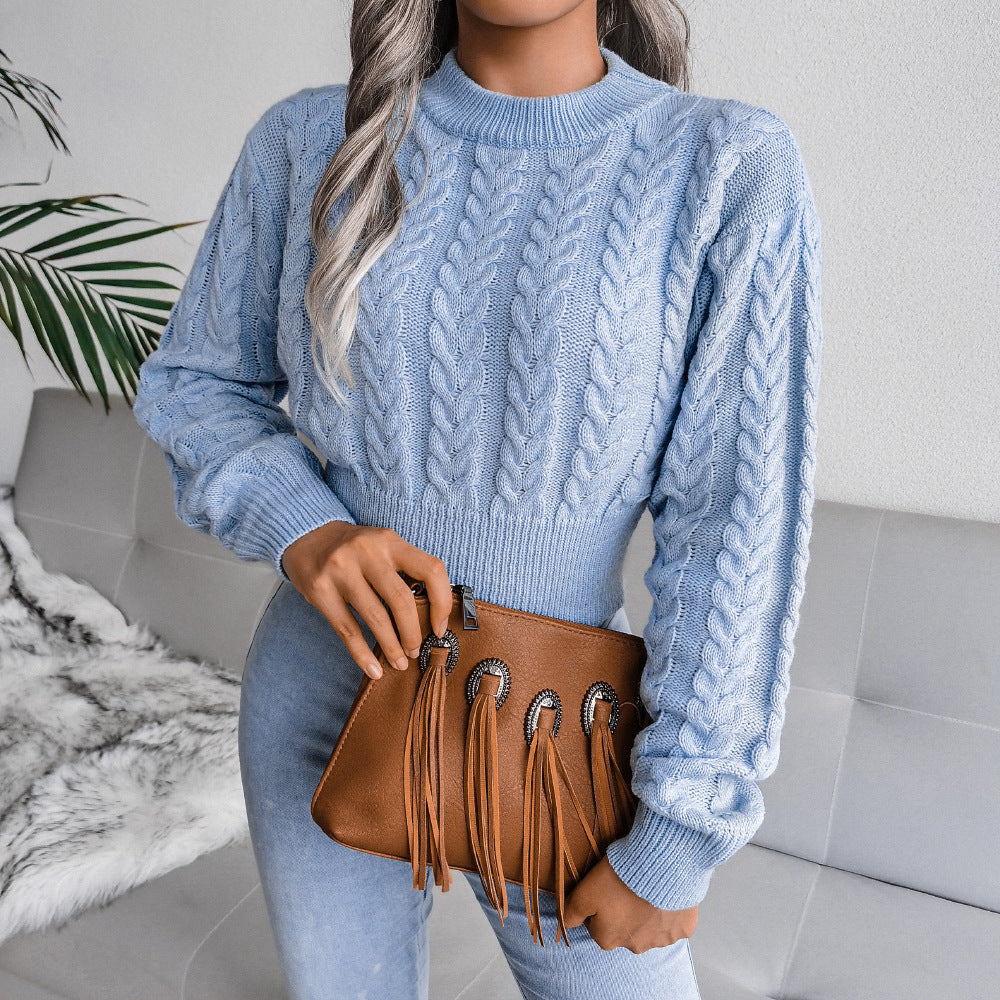 Women's chunky knit sweater with structured cable pattern and fitted cut NOVAE