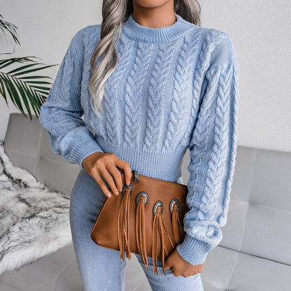 Women's chunky knit sweater with structured cable pattern and fitted cut NOVAE