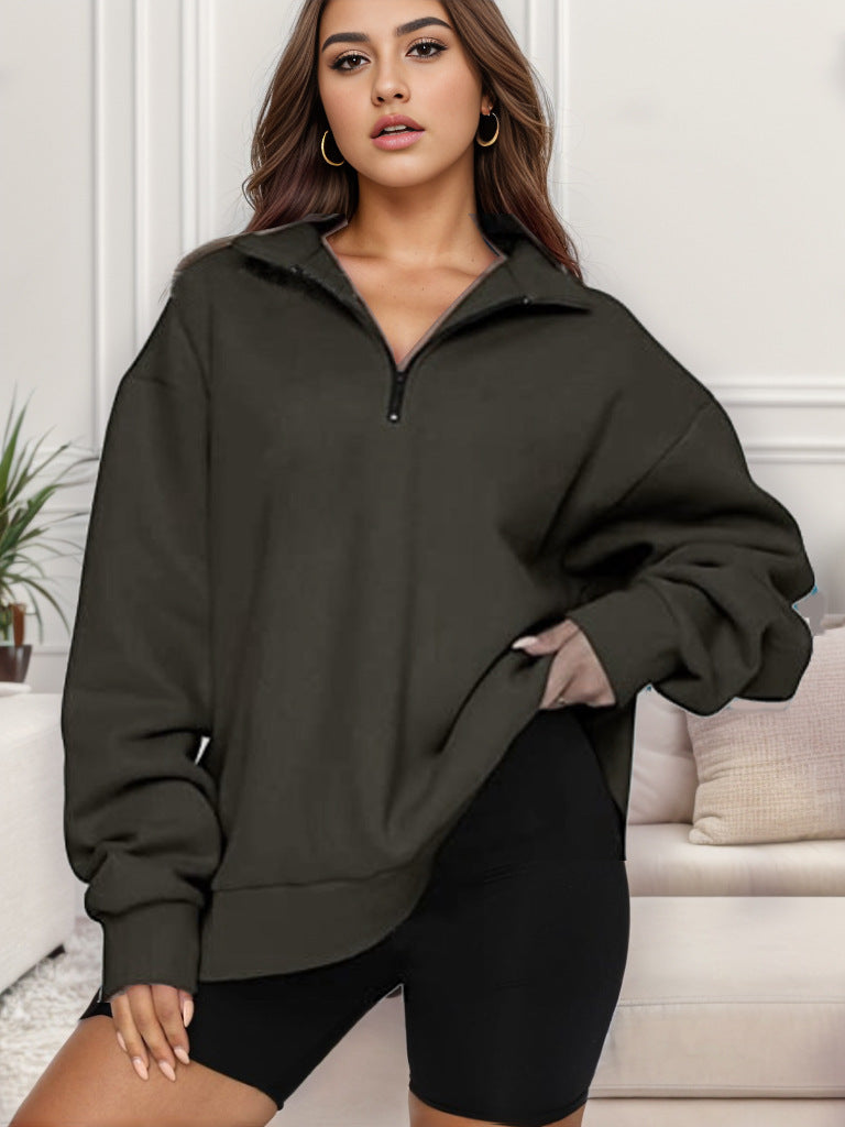 Women's Oversized Sweatshirt with Stand-Up Collar NOVAE