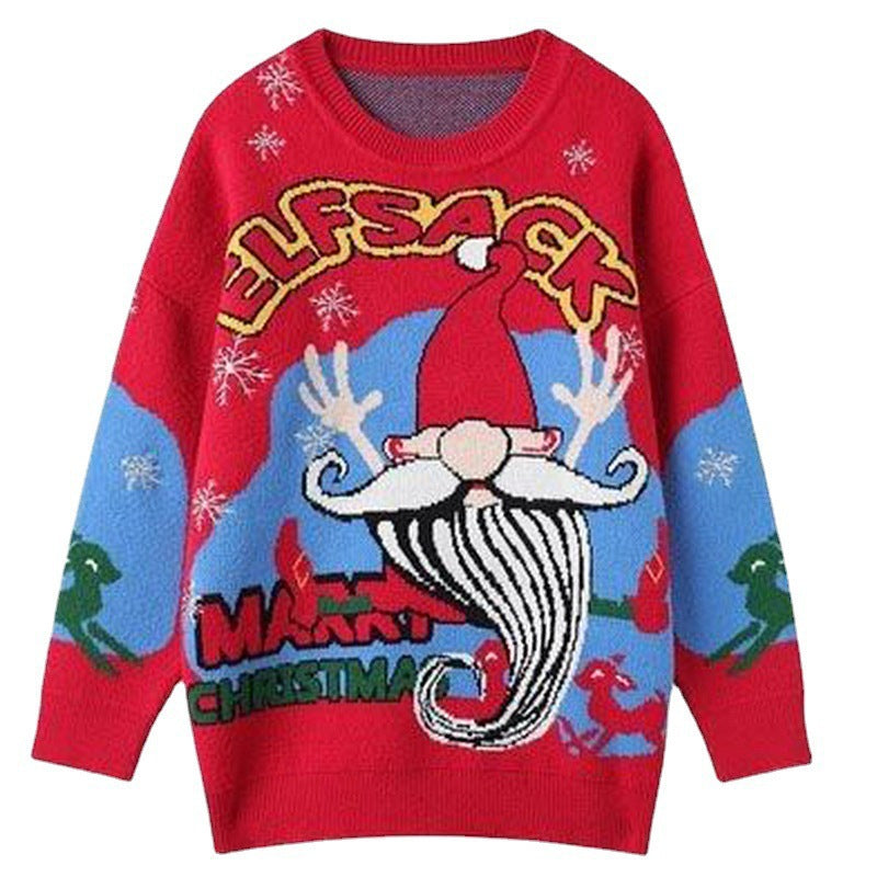 Women's festive sweater with Christmas motif and round neckline NOVAE