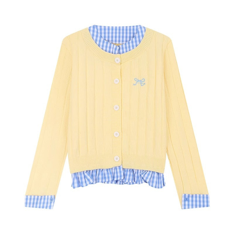 Women's cardigan with contrasting shirt insert NOVAE