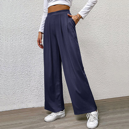 Women's wide-leg chino trousers with elegant pleats and high waist NOVAE