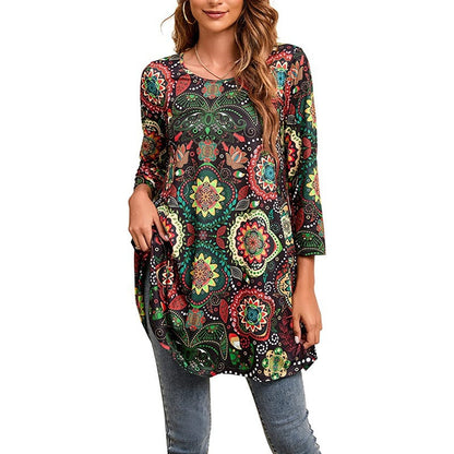 Women's tunic with unique mandala print NOVAE
