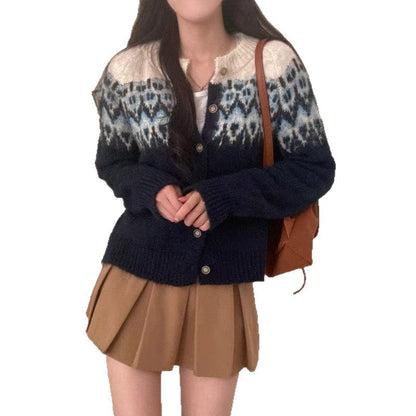 Women's knitted cardigan with traditional pattern and button details NOVAE