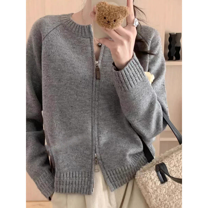 Women's cardigan with a modern zipper and ribbed cuffs NOVAE