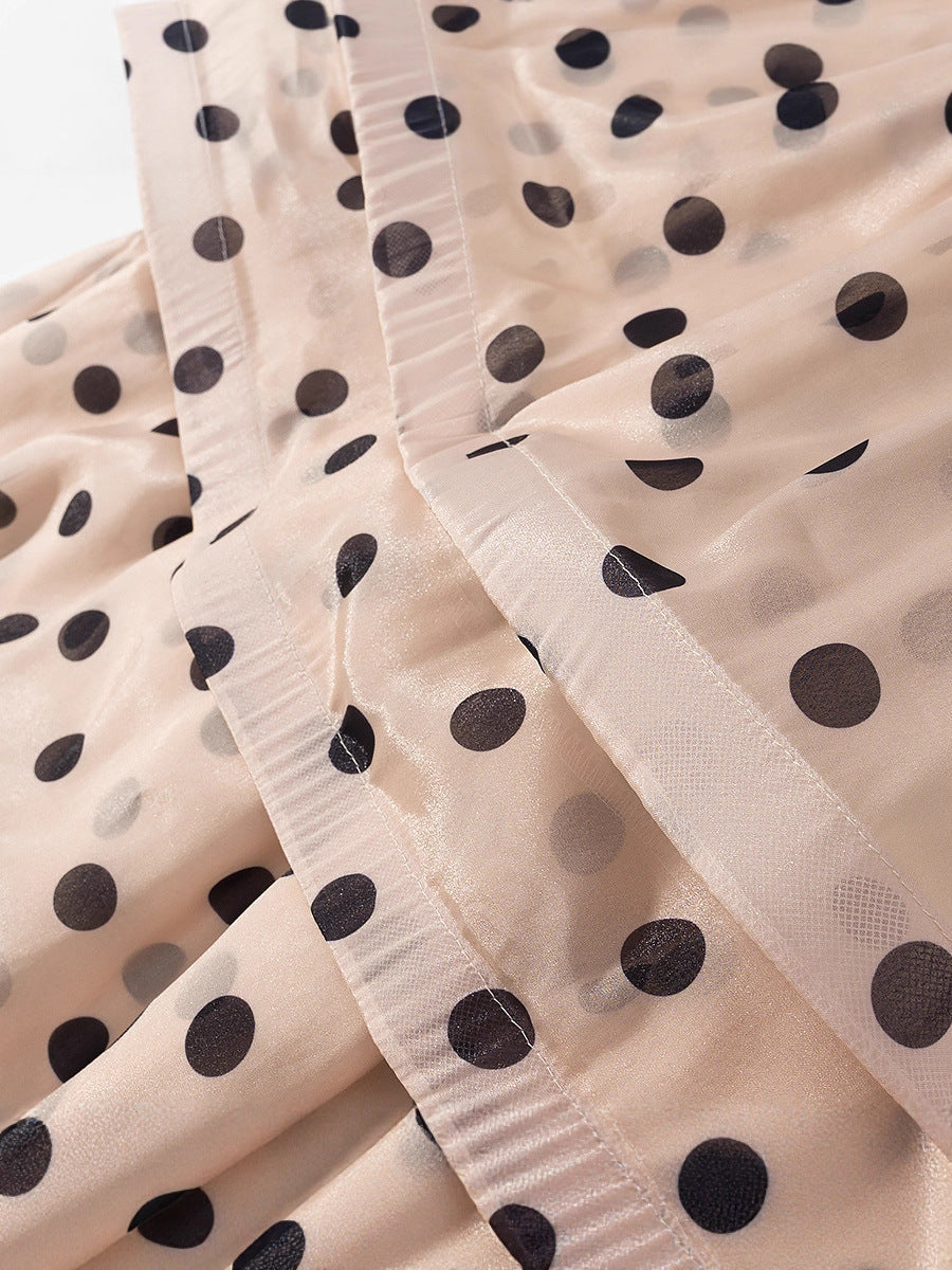 Women's maxi skirt with voluminous ruffles and polka dots NOVAE