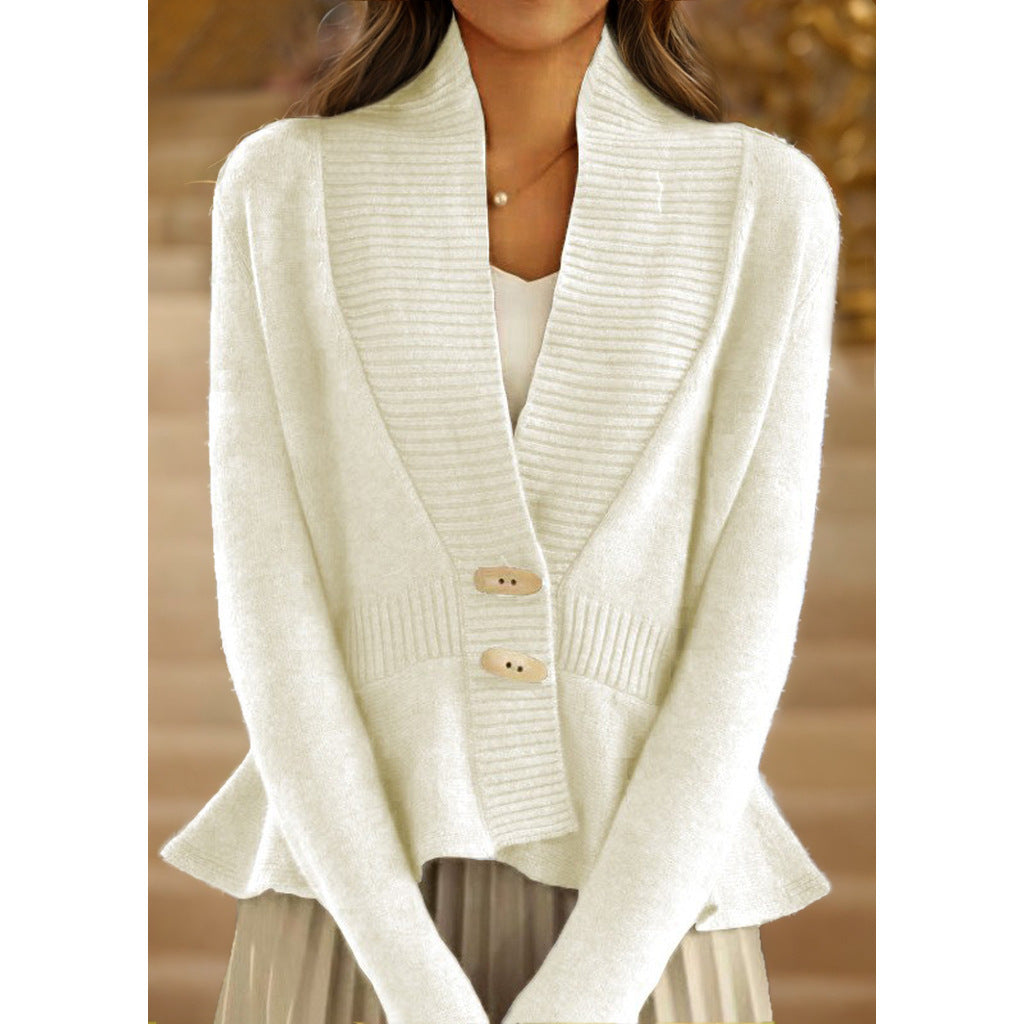 Women's cardigan with asymmetrical cut and decorative buttons NOVAE