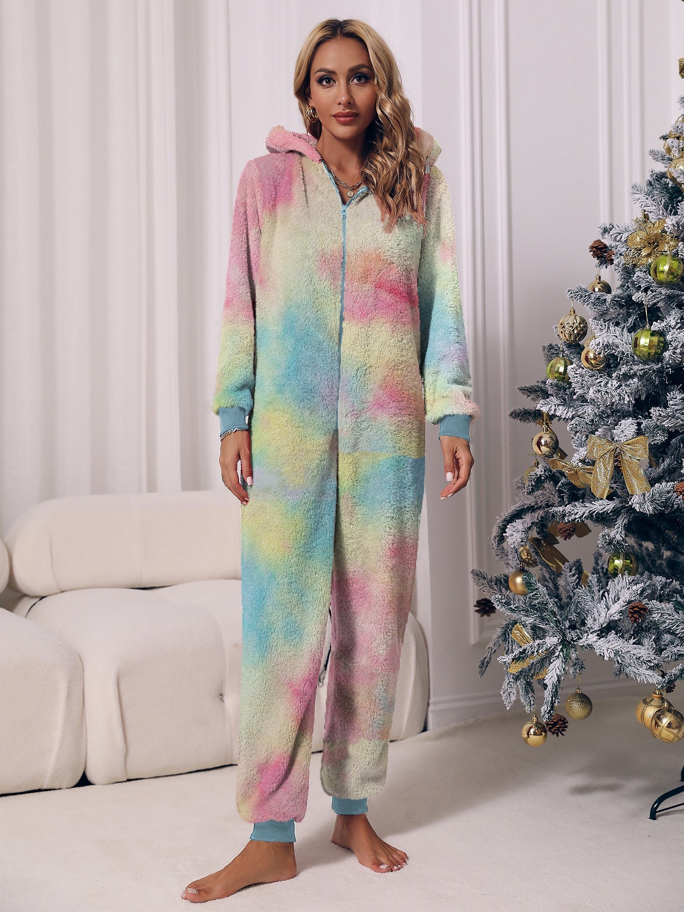 Women's Cozy Onesie with Hood and Zipper NOVAE