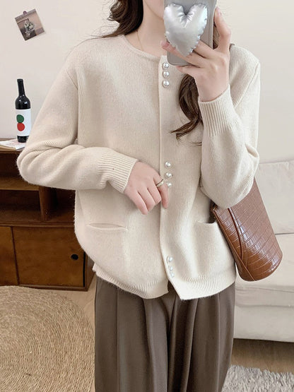 Women's cardigan with elegant pearl buttons NOVAE