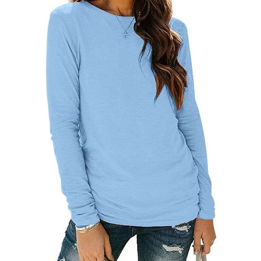 Women's casual long-sleeved shirt with decorative ruching NOVAE
