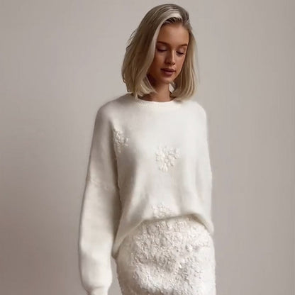 Women's Glamorous Sequin Skirt with Floral Detail NOVAE