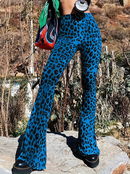 Women's flared leggings with trendy leopard print NOVAE