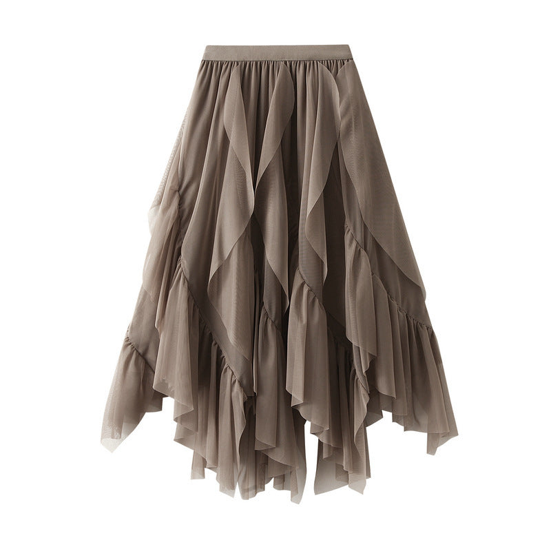 Women's Voluminous Tulle Skirt with Asymmetrical Hem and Multi-Layered Design NOVAE