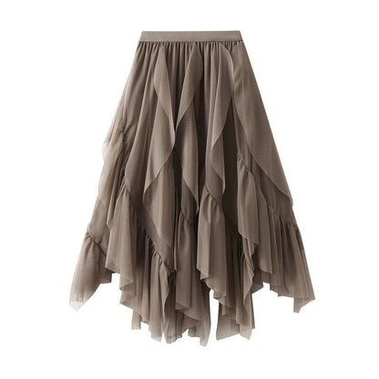 Women's Voluminous Tulle Skirt with Asymmetrical Hem and Multi-Layered Design NOVAE
