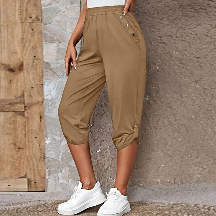 Women's sporty leisure trousers with elasticated waistband and practical side pockets NOVAE