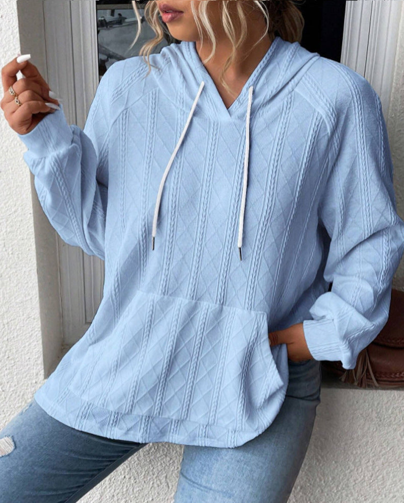 Women's Oversized Knit Hoodie with V-Neck and Stylish Hood NOVAE