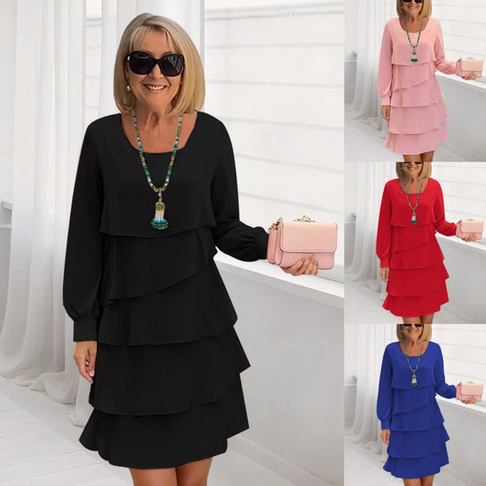 Women's chic ruffled summer dress with long sleeves NOVAE