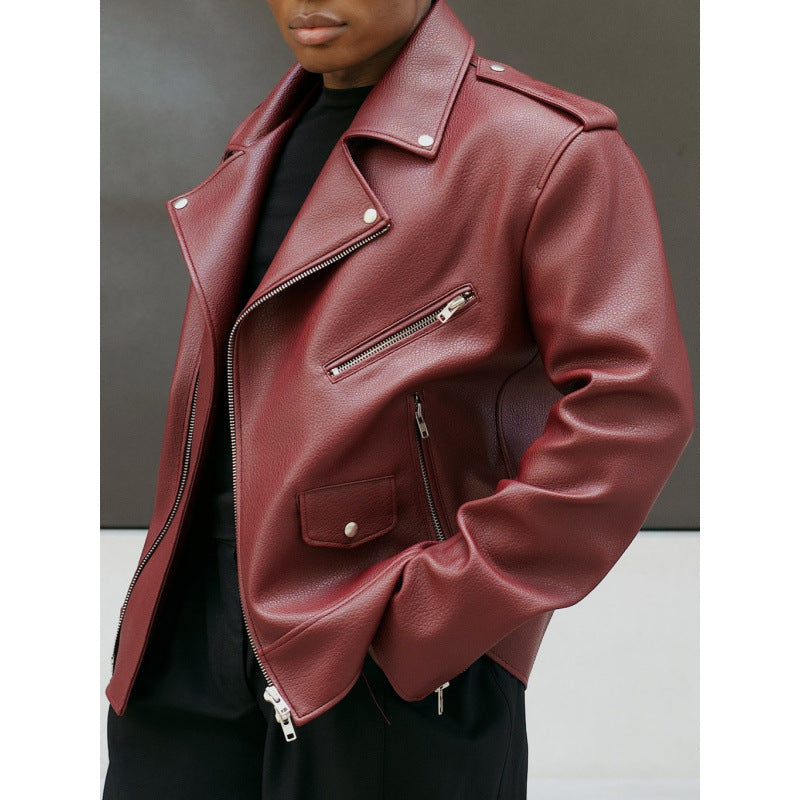 Women's fashionable biker leather jacket with asymmetrical zipper NOVAE