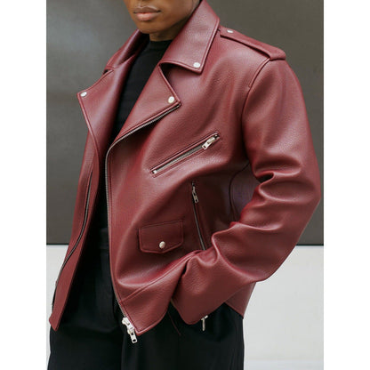 Women's fashionable biker leather jacket with asymmetrical zipper NOVAE