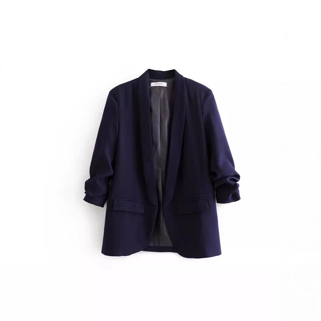 Women's elegant blazer with rolled-up sleeves and practical pockets NOVAE