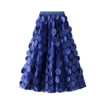 Women's Elegant Tulle Skirt with 3D Floral Appliqués NOVAE