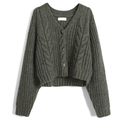 Women's cozy knitted cardigan with decorative cable pattern NOVAE