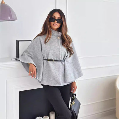 Women's Elegant Shawl Tunic with Waist Belt and Wide Sleeves NOVAE