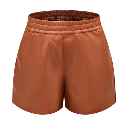 Women's fashionable high-waisted faux leather shorts NOVAE