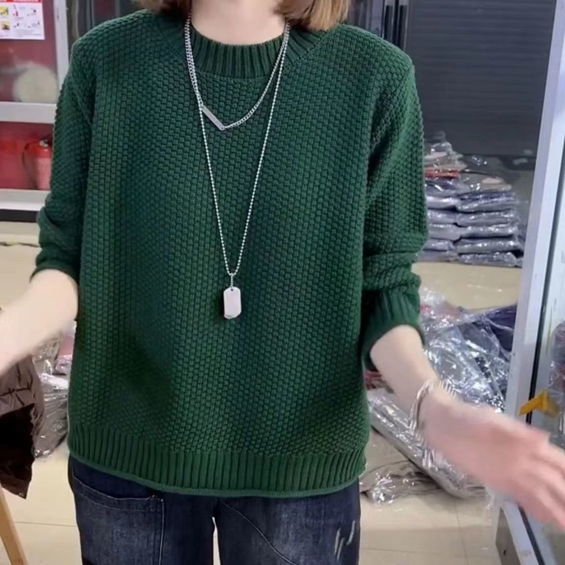 Women's casual knit sweater with a textured surface and a relaxed fit NOVAE