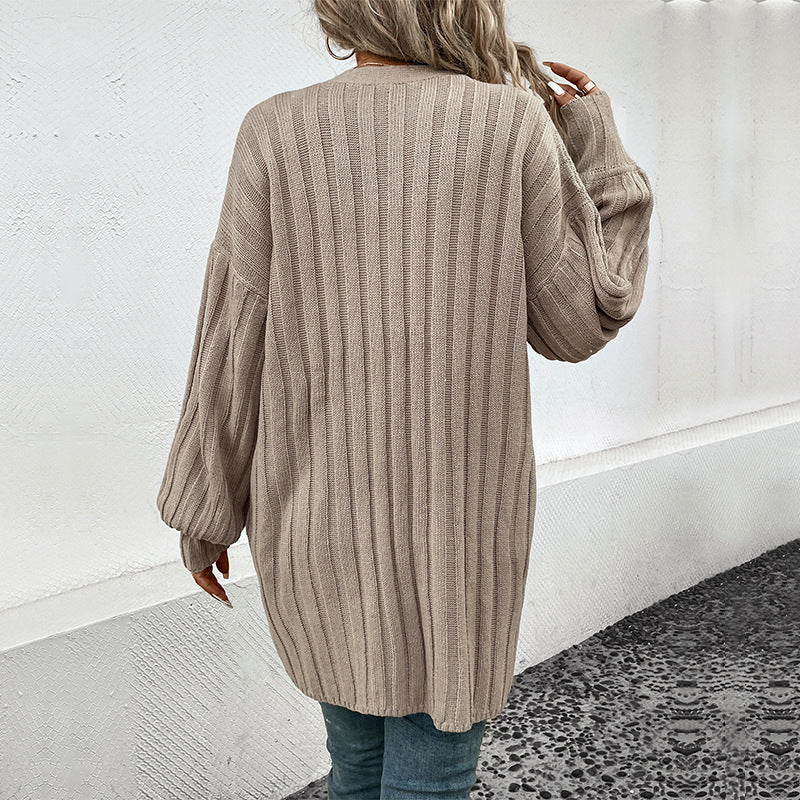 Women's cardigan with structured rib pattern and relaxed fit NOVAE