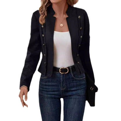 Women's fashionable suede blazer with decorative buttons NOVAE