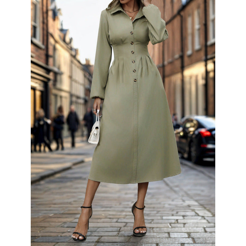 Women's shirt dress in an elegant A-line cut with button details NOVAE
