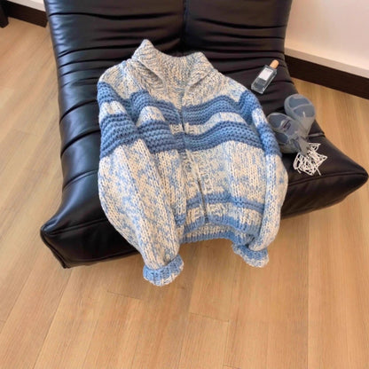 Women's cardigan with wide stripes and high-quality zipper NOVAE