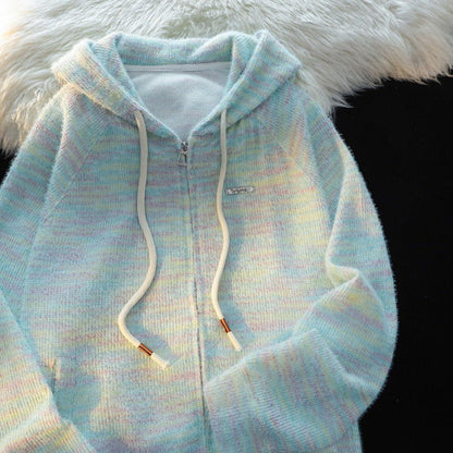 Women's zip-up hoodie with a lightly textured loop pattern and practical pockets NOVAE
