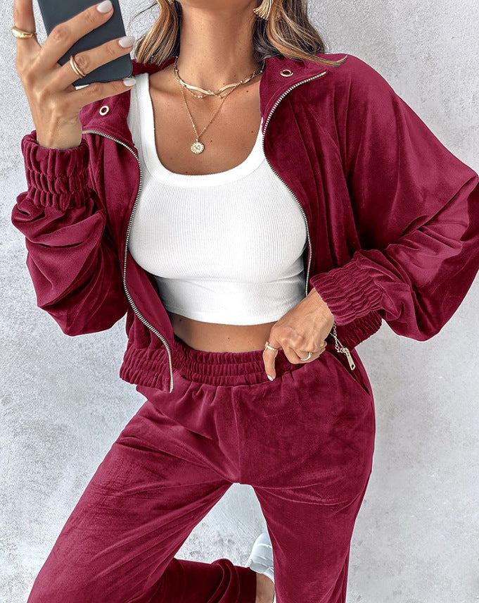 Women's tracksuit with soft velvet and modern cut NOVAE