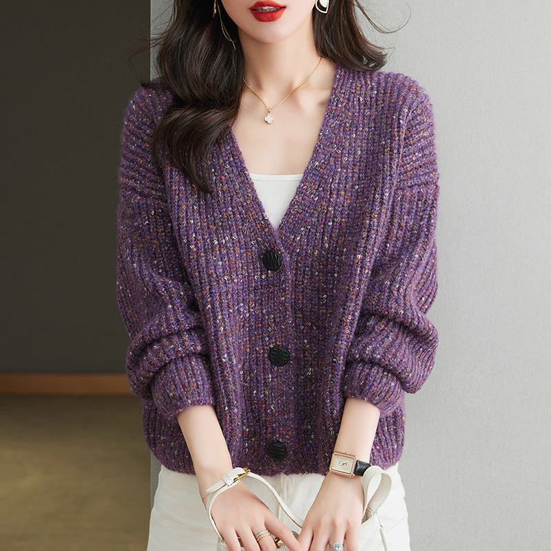 Women's Cozy Chunky Knit Cardigan with Button Detail and Wide Fit NOVAE