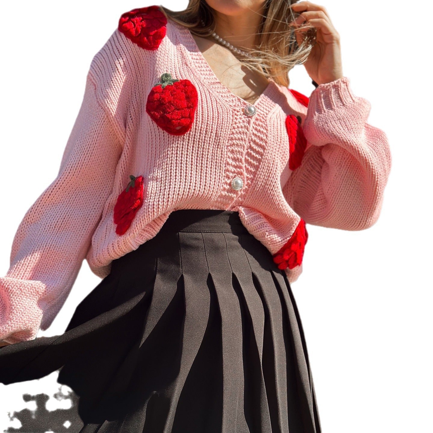 Women's cardigan with unique heart appliqués and a relaxed fit NOVAE