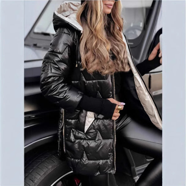 Women's fashionable and warm quilted jacket with hood NOVAE
