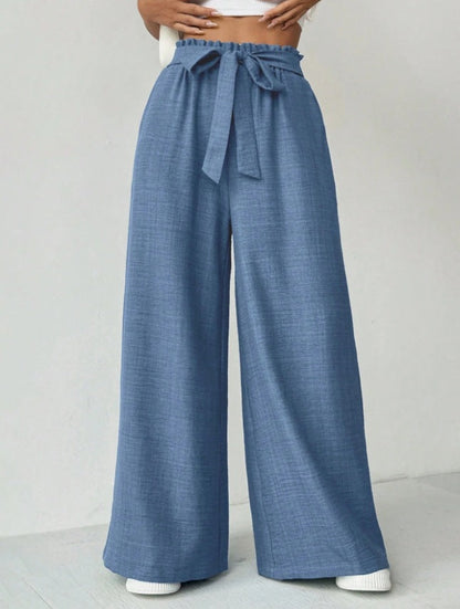 Women's wide-leg trousers with adjustable waistband NOVAE